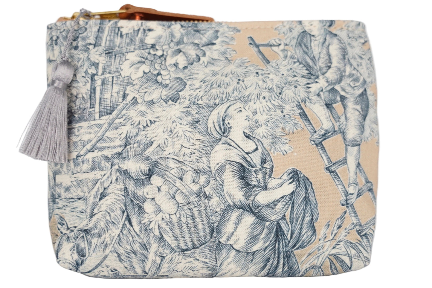 Brown & Blue Toile Essentials Pouch