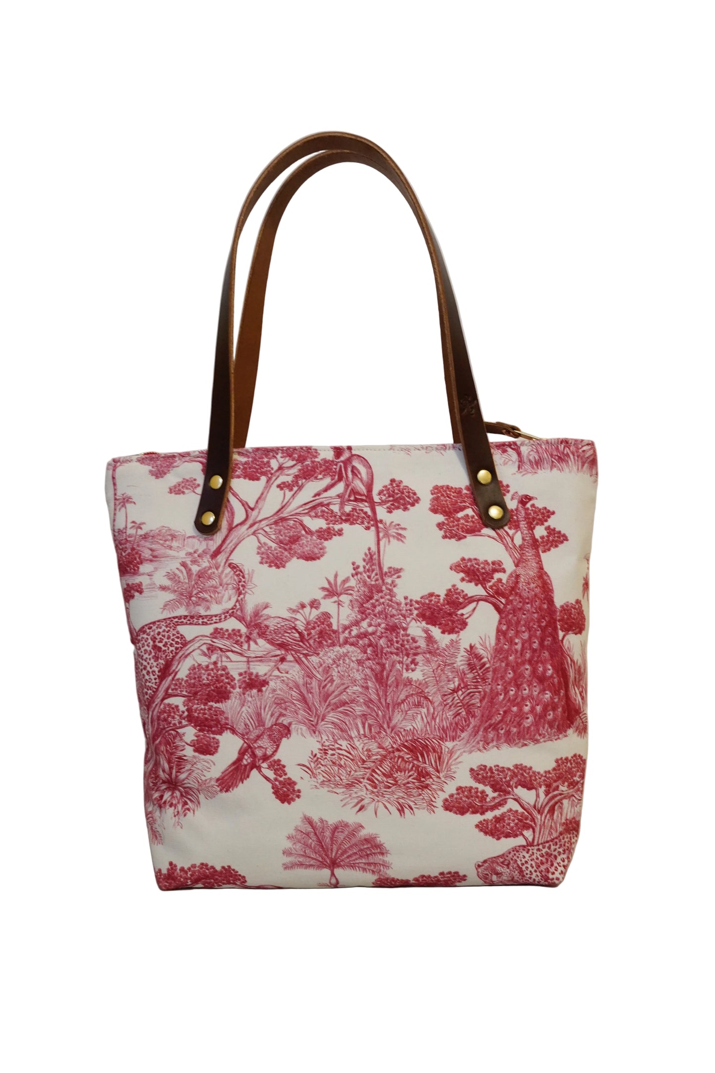 Red Wildlife Toile De Jouy Large Tote