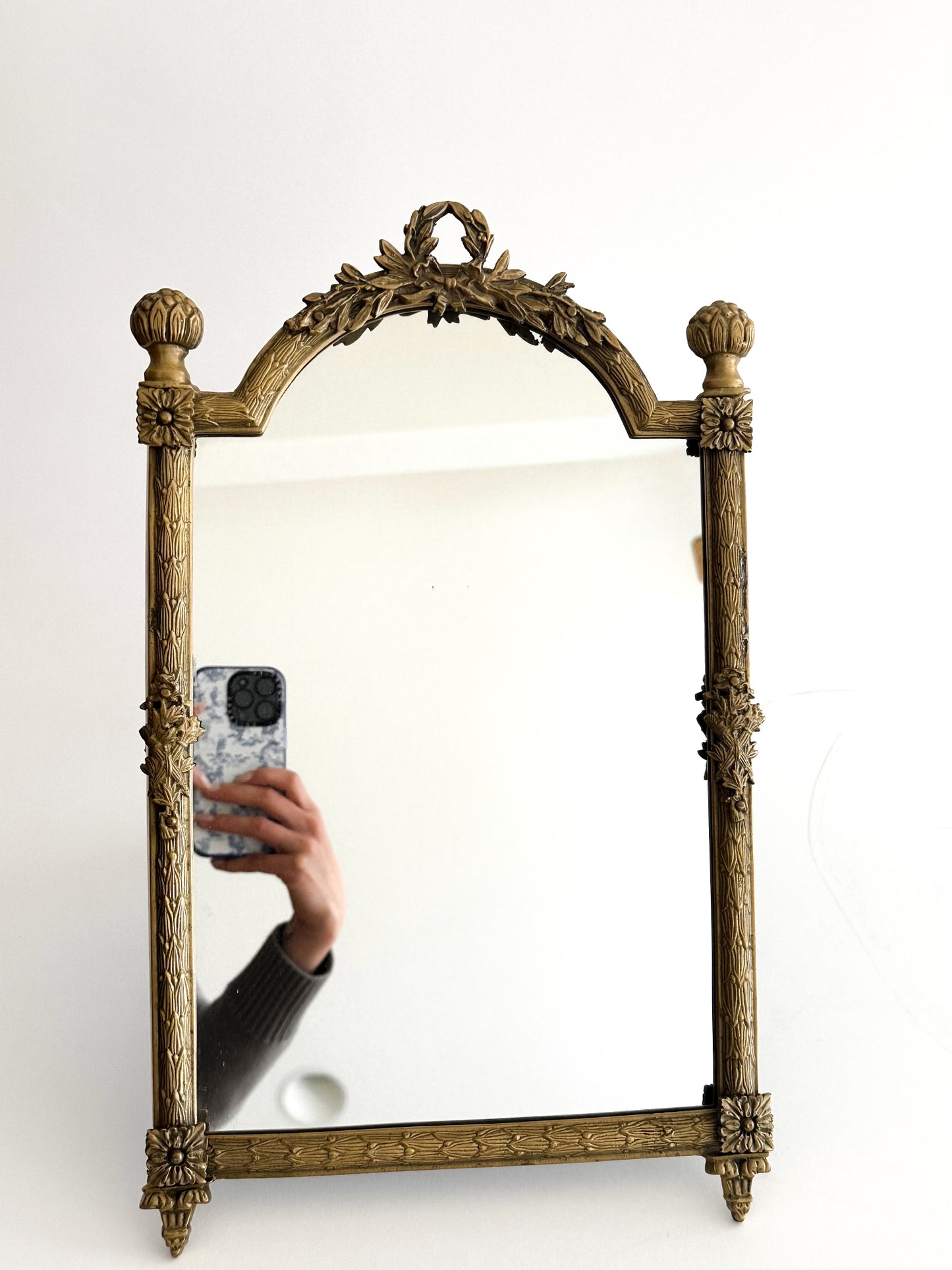 French Neoclassical Style Brass Mirror