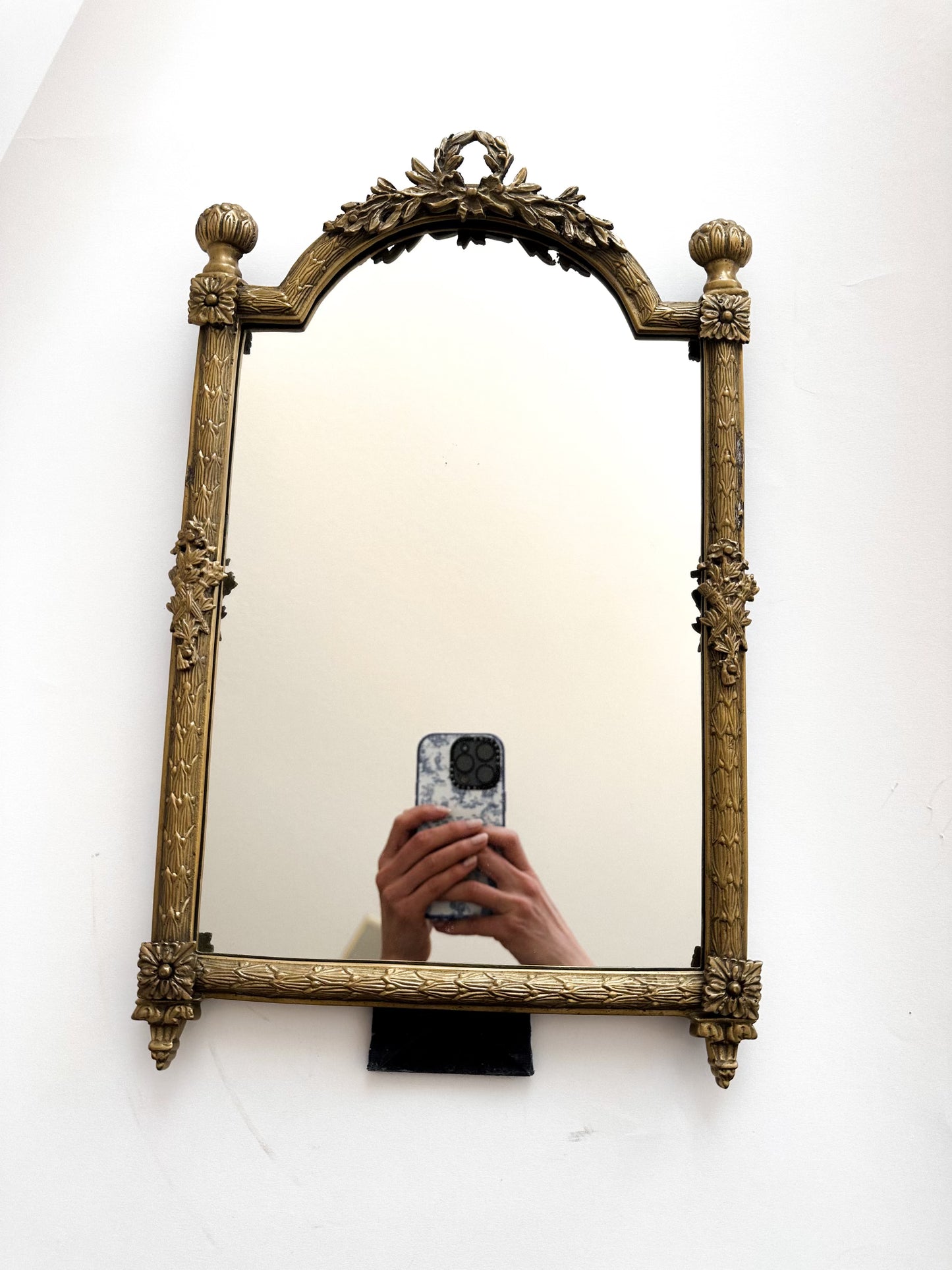 French Neoclassical Style Brass Mirror