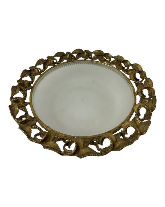 Brass Frosted Glass Trinket Dish