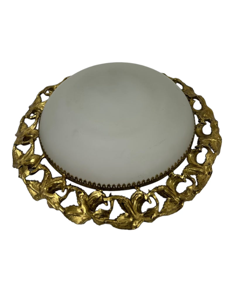 Brass Frosted Glass Trinket Dish