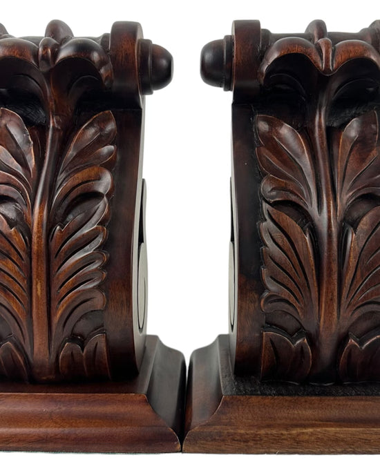 Set of Two Solid Wood Scroll Book Ends