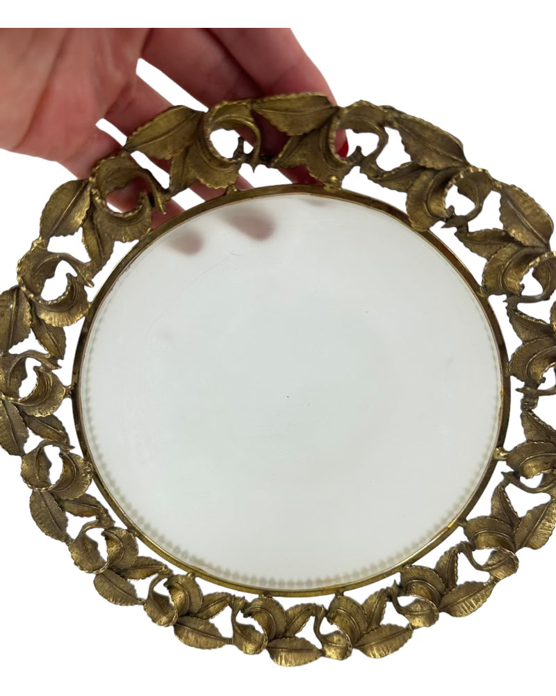 Brass Frosted Glass Trinket Dish