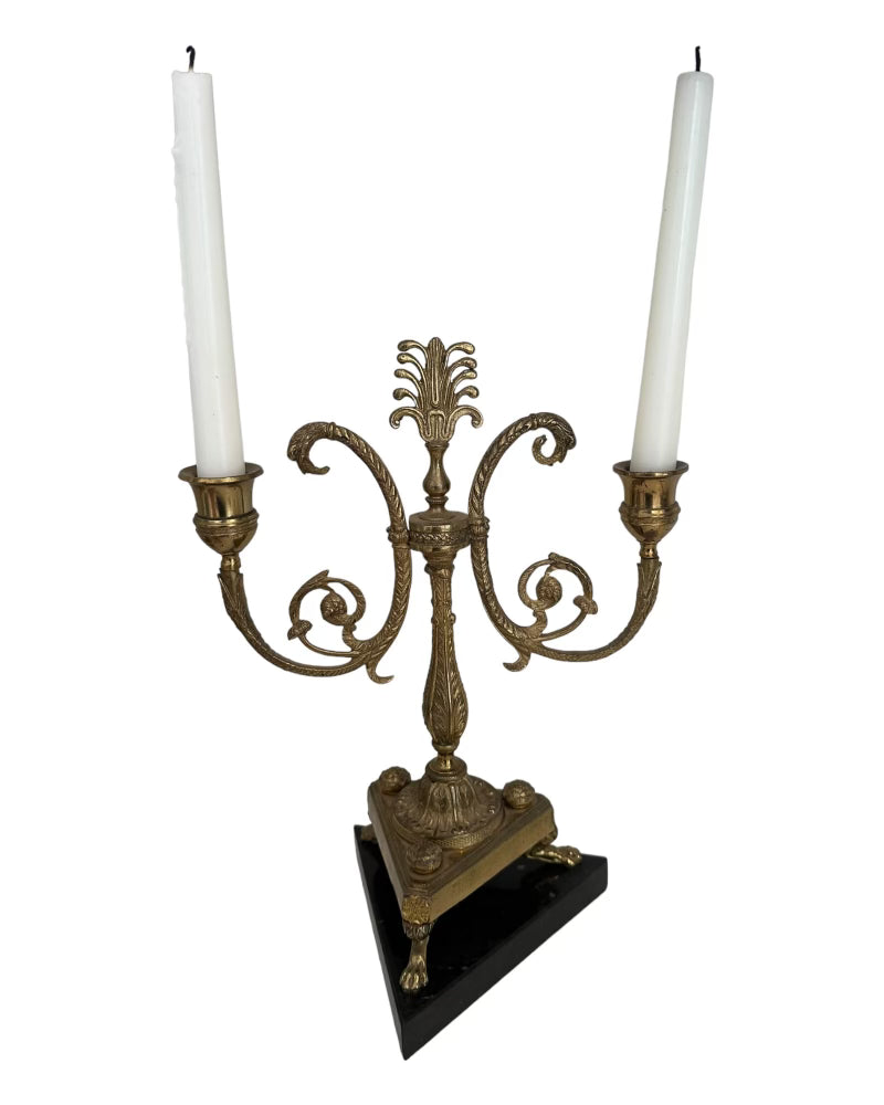 French Brass Footed Candelabra (Single)