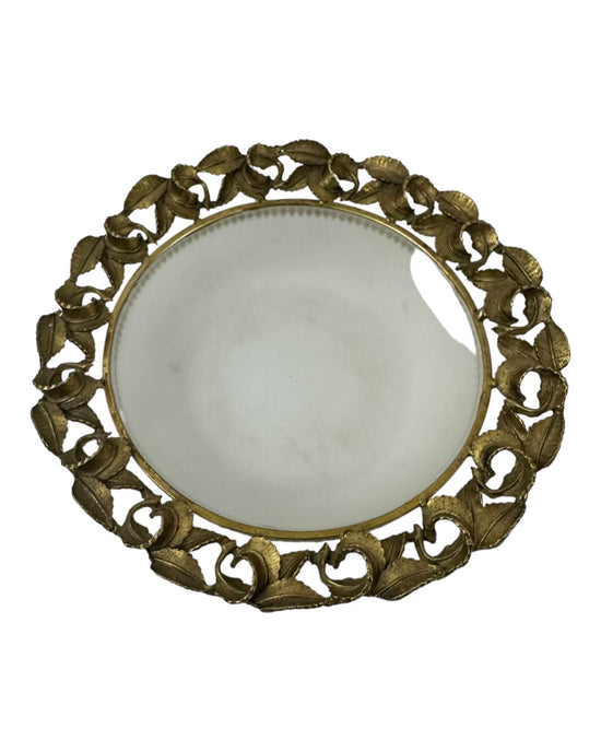 Brass Frosted Glass Trinket Dish