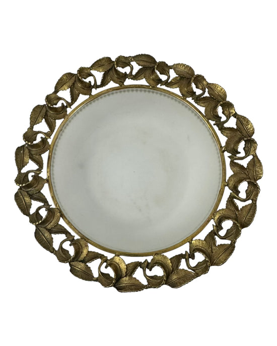 Brass Frosted Glass Trinket Dish