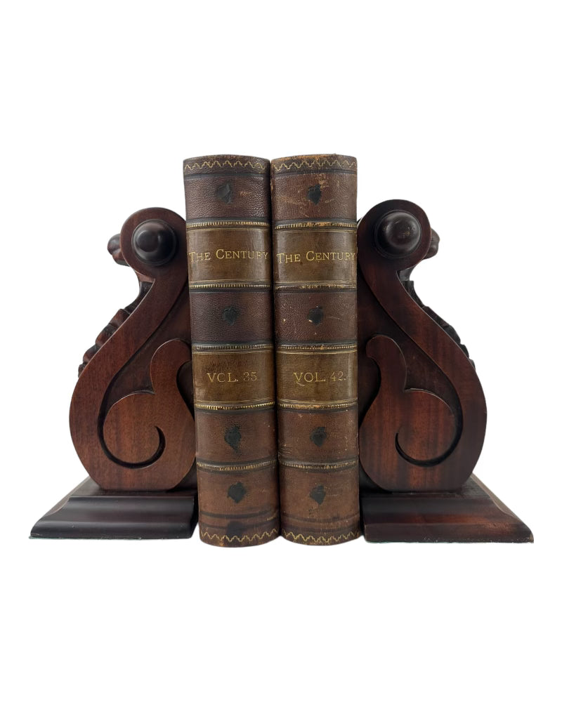 Set of Two Solid Wood Scroll Book Ends