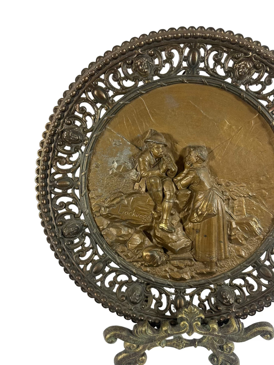 Ornate Bronze German Wall Plaque