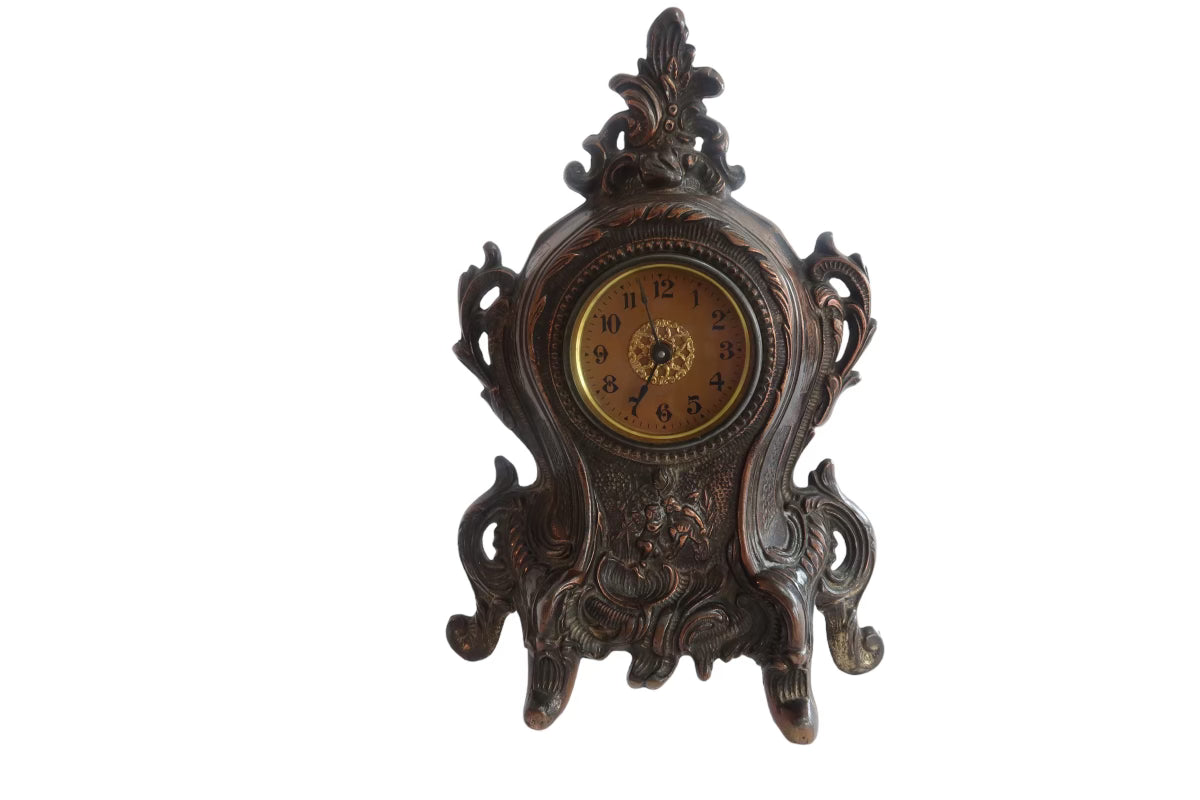 Gilded Bronze Metal Victorian Style Mantle Clock