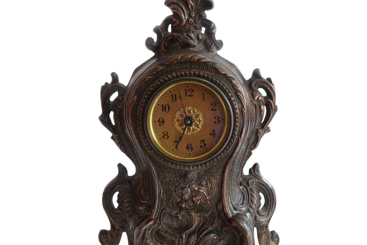 Gilded Bronze Metal Victorian Style Mantle Clock